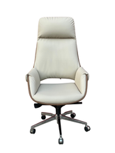 Huimei YS-2217-A Executive Office Chair β Off-White Leather with Chrome Base