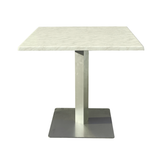 Modern Square CafΓ© Table with Marble-Finish Top & Metal Base
