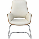 Huimei YS-2217-C Visitor Chair β Off-White Leather with Chrome Sled Base