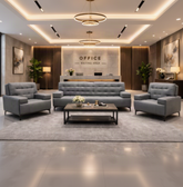 SF-239 Genuine Leather Office Sofa Set β 3+1+1 Reception Sofa