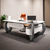 Huimei Executive Office Table β Glossy Grey Color