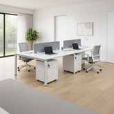 Huimei White Office Workstation with Movable Drawer