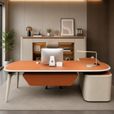 H-07 Luxury Executive Office Desk β 240 x 210 cm β Nubuck Leather Finish