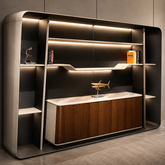 H09-B Luxury Executive Storage Cabinet & Display Unit β 340 x 213 cm with Marble Finish & Integrated LED Lighting