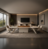 Huimei Executive Office Meeting Table β Grey Veneer Finish