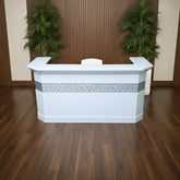 Huimei Glossy Reception Table BG059, White & Grey Color Huimei Furniture