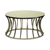 Huimei Coffee Table with Tempered Glass Top and Stainless Steel Base β White & Silver (80x80 cm) Huimei Furniture
