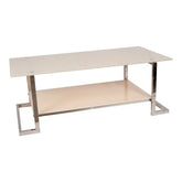 Huimei Stainless Steel Rectangle Coffee Table with Tempered Glass β Silver & White Huimei Furniture