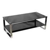 Huimei Modern Coffee Table with Tempered Glass and Stainless Steel Base β Black Color Huimei Furniture