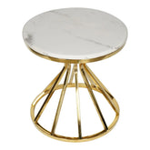 Huimei Round Marble Coffee Table with Gold Stainless Steel Base β White and Golden Color Huimei Furniture