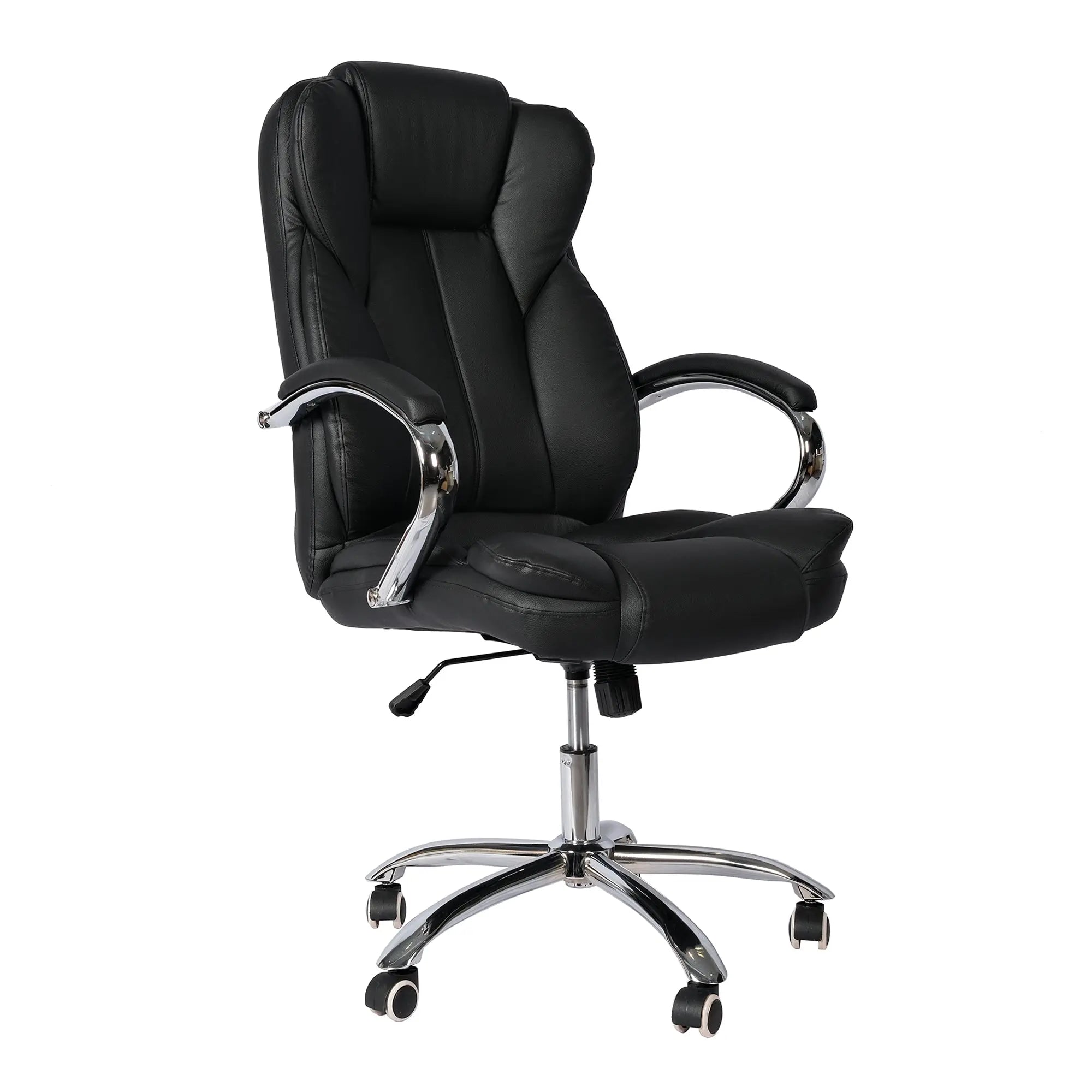 Huimei H-1708 Executive Office Chair – Black Leather with Chrome Base Huimei Furniture