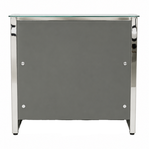 QT-07 Reception Desk – Tempered Glass & Metal Frame (Multiple Sizes)
