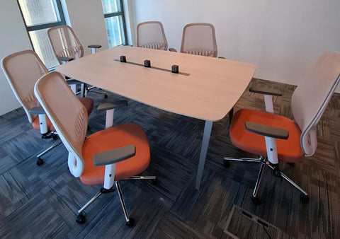 Huimei Office Meeting Table, White Oak Color