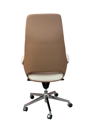 Huimei YS-2217-A Executive Office Chair – Off-White Leather with Chrome Base