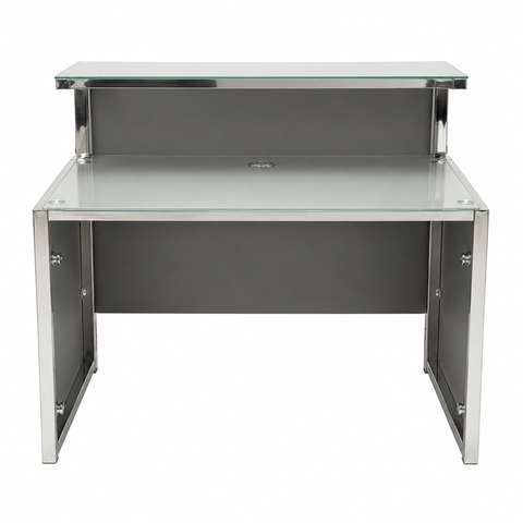 QT-07 Reception Desk – Tempered Glass & Metal Frame (Multiple Sizes)
