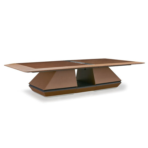 H02-N Executive Meeting Table – 320 × 160 cm | Veneer Wood & Nubuck Leather