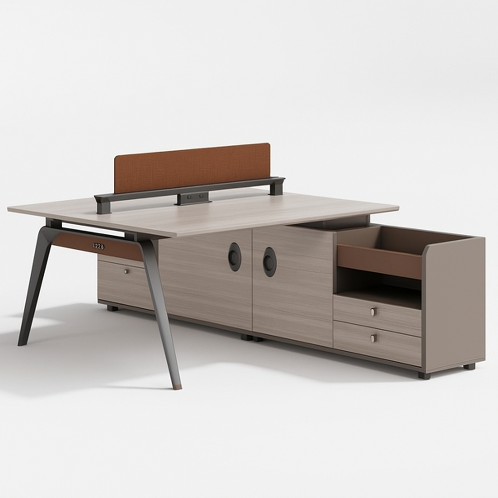 Huimei YD-1424-1 Office Workstation White Oak Color