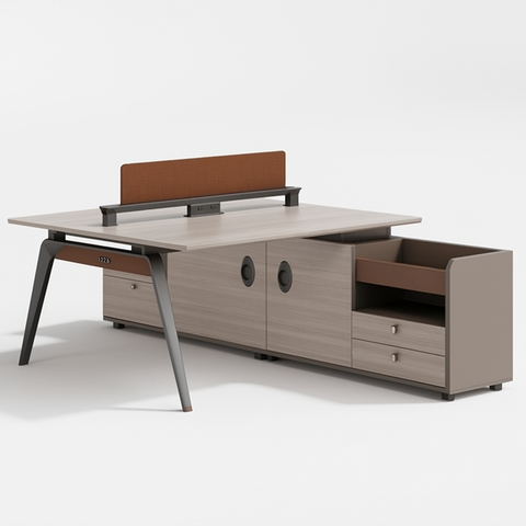 Huimei YD-1424-1 Office Workstation White Oak Color