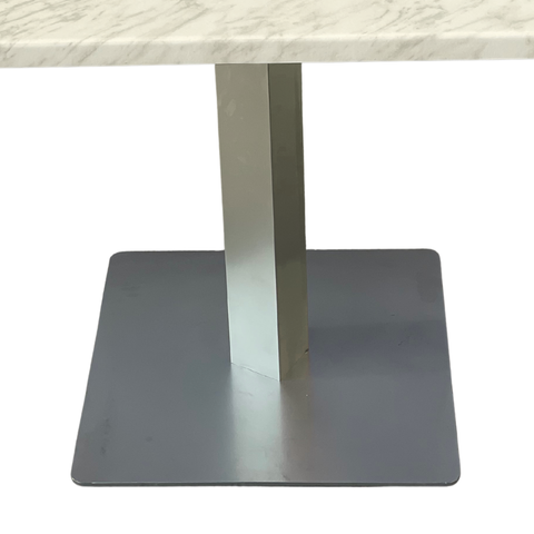 Modern Square Café Table with Marble-Finish Top & Metal Base