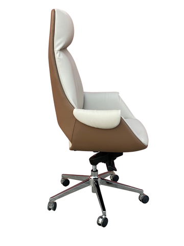 Huimei YS-2217-A Executive Office Chair – Off-White Leather with Chrome Base