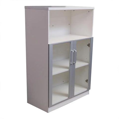 Huimei Office Cabinet with Glass Doors 720-C06, Matt White Color Huimei Furniture