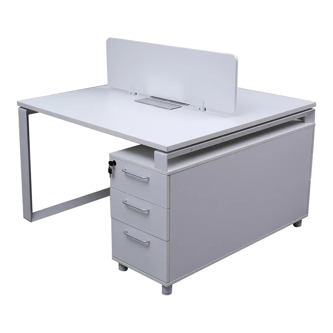 Work Station for two (x2) Matt White Color Huimei Furniture