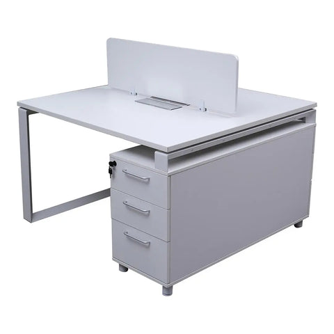 Work Station for two (x2) Matt White Color Huimei Furniture