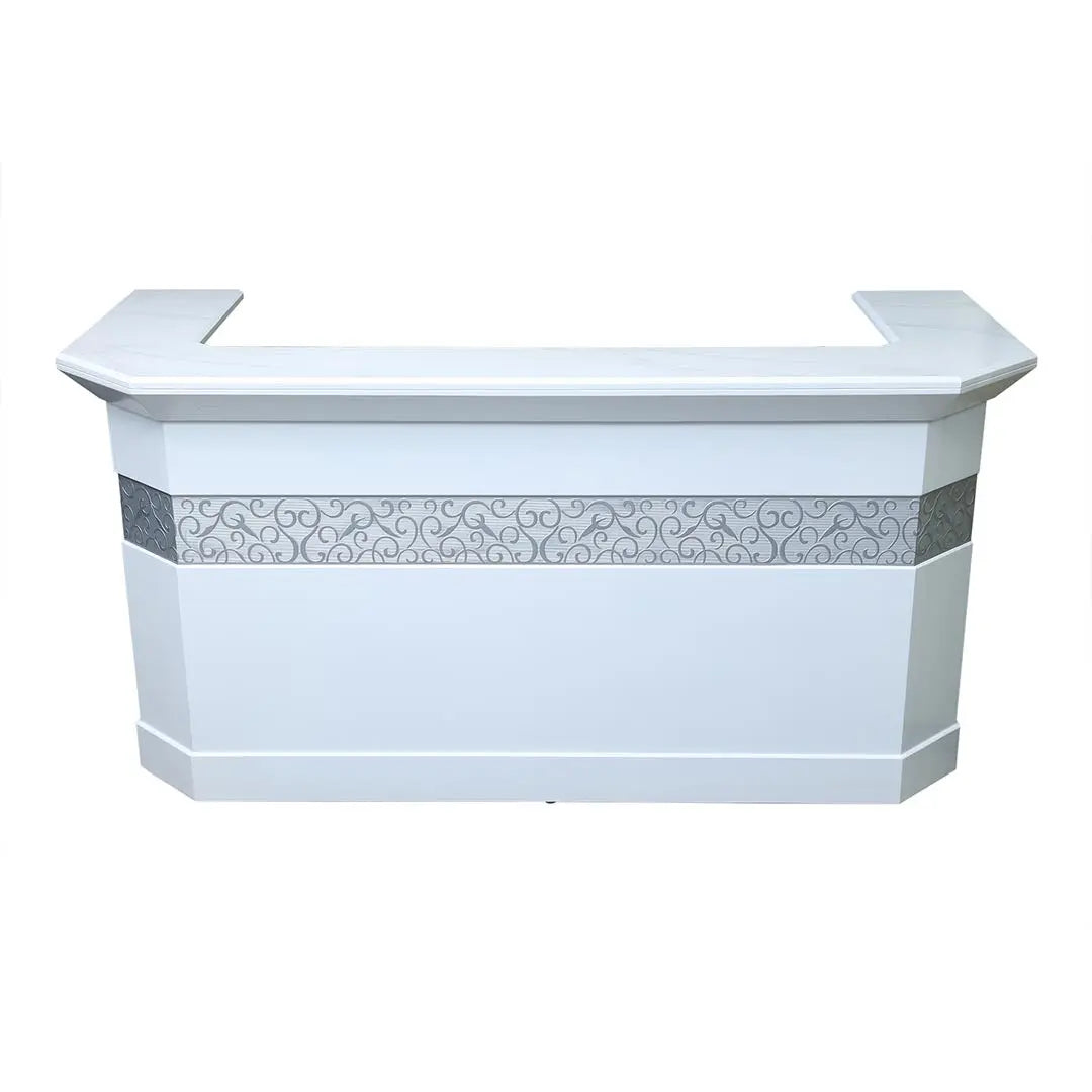 Huimei Glossy Reception Table BG059, White & Grey Color Huimei Furniture