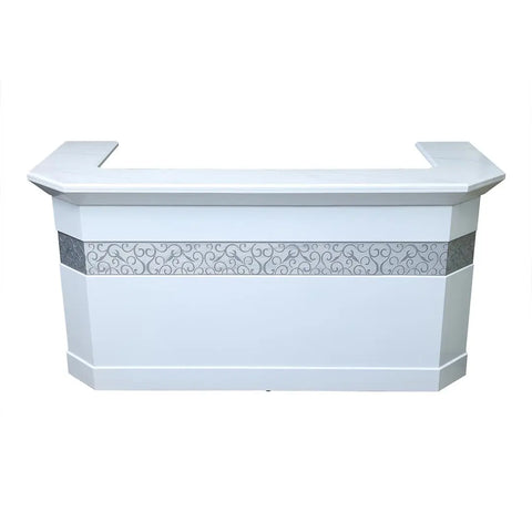 Huimei Glossy Reception Table BG059, White & Grey Color Huimei Furniture