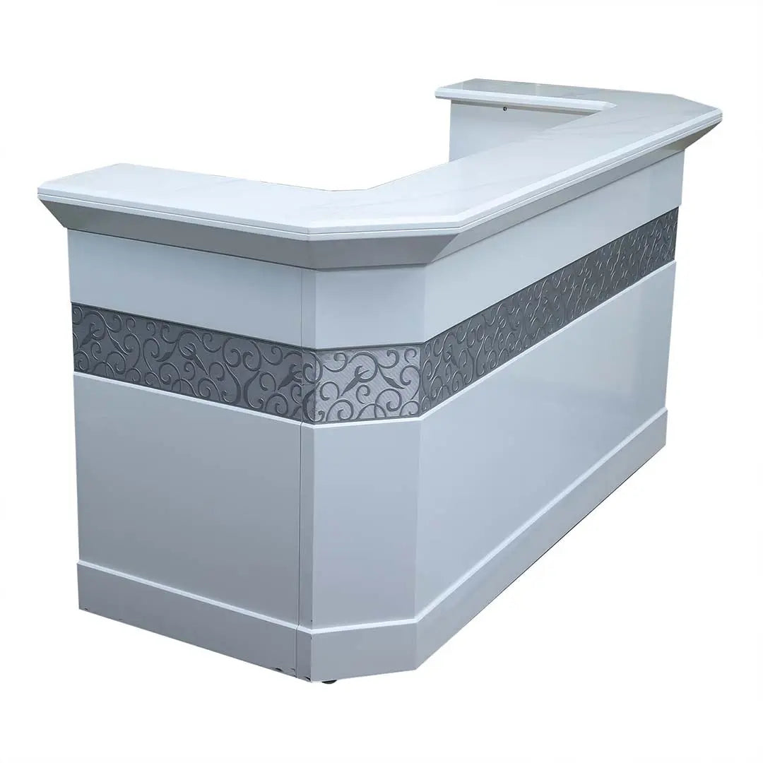 Huimei Glossy Reception Table BG059, White & Grey Color Huimei Furniture