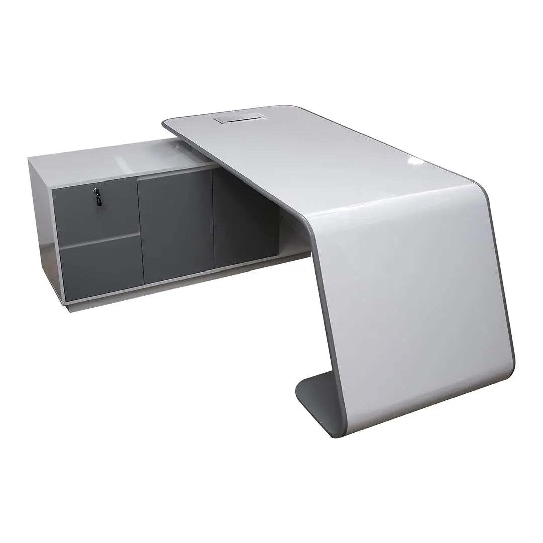Huimei Executive Office Table BG-9968, Glossy White Color Huimei Furniture