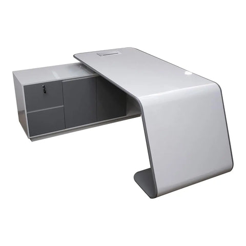 Huimei Executive Office Table BG-9968, Glossy White Color Huimei Furniture