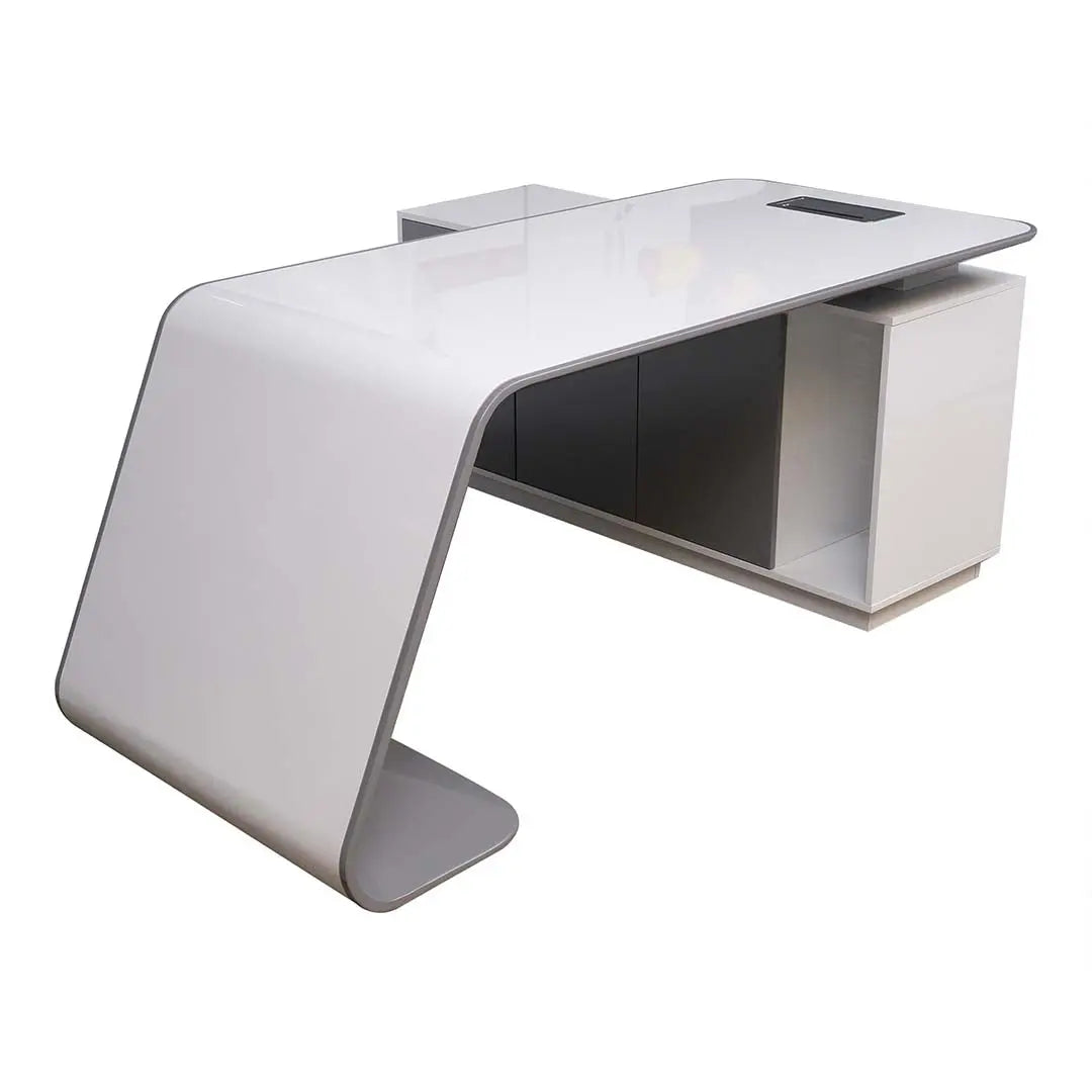 Huimei Executive Office Table BG-9968, Glossy White Color Huimei Furniture