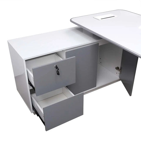 Huimei Executive Office Table BG-9968, Glossy White Color Huimei Furniture