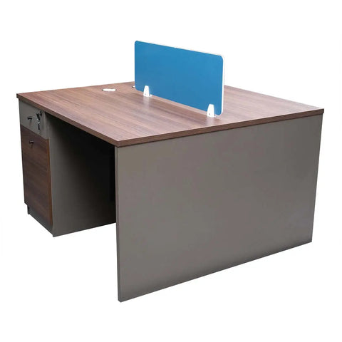 Huimei Workstation For Two People (x2) with Side Drawers, Brown Color Huimei Furniture