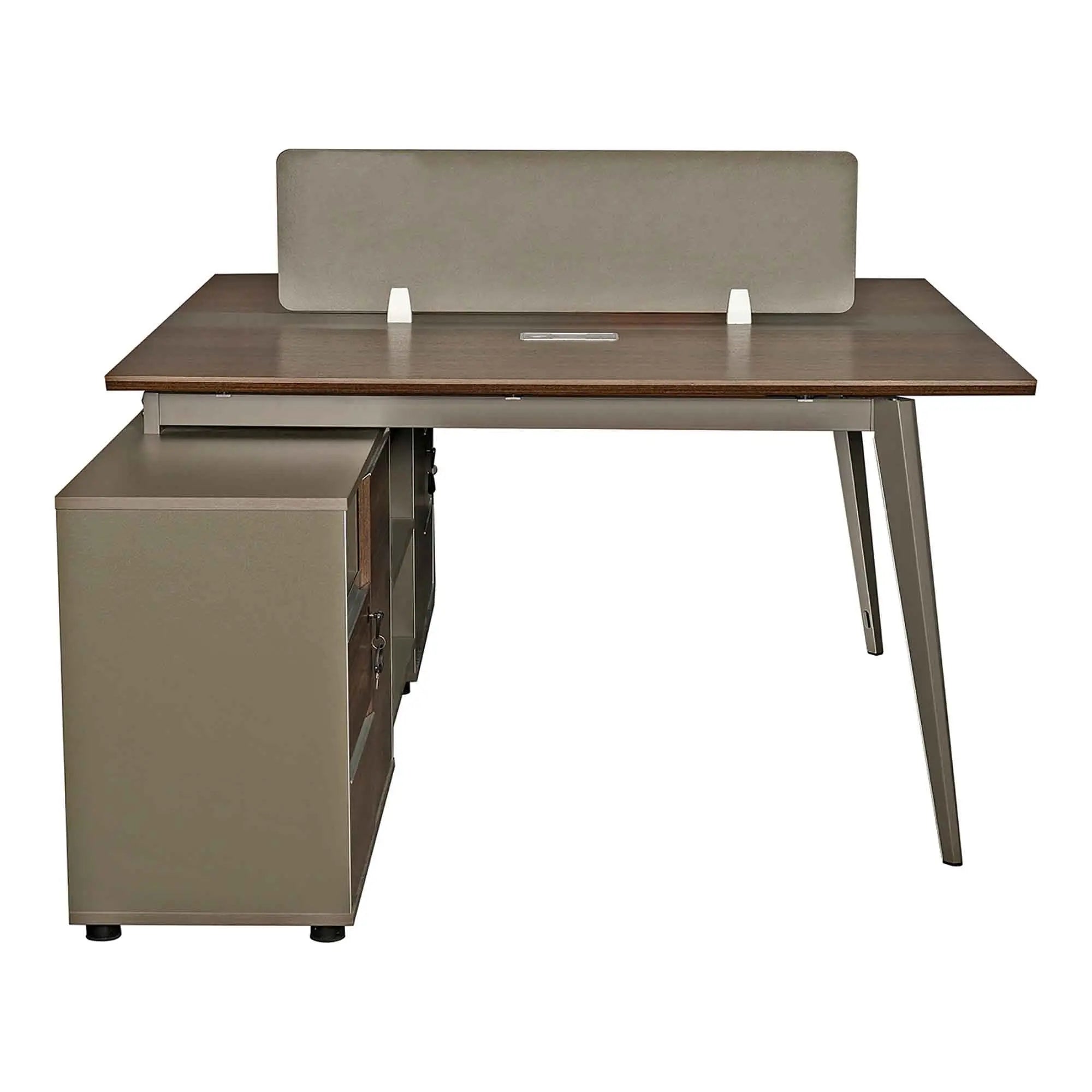 Huimei Workstation For Two People (x2) with Side Drawers, Brown Color Huimei Furniture