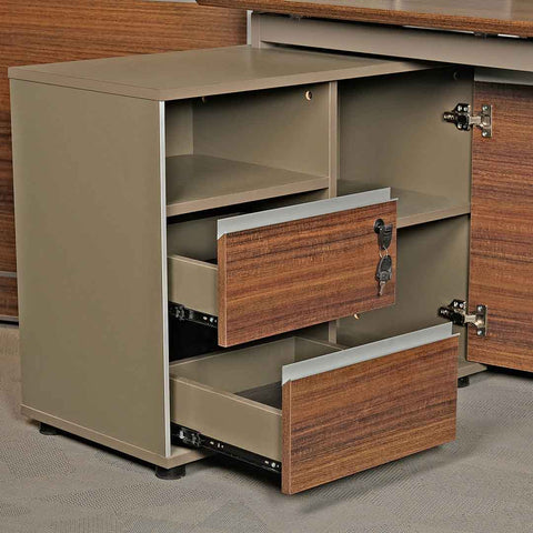Huimei Workstation For Two People (x2) with Side Drawers, Brown Color Huimei Furniture