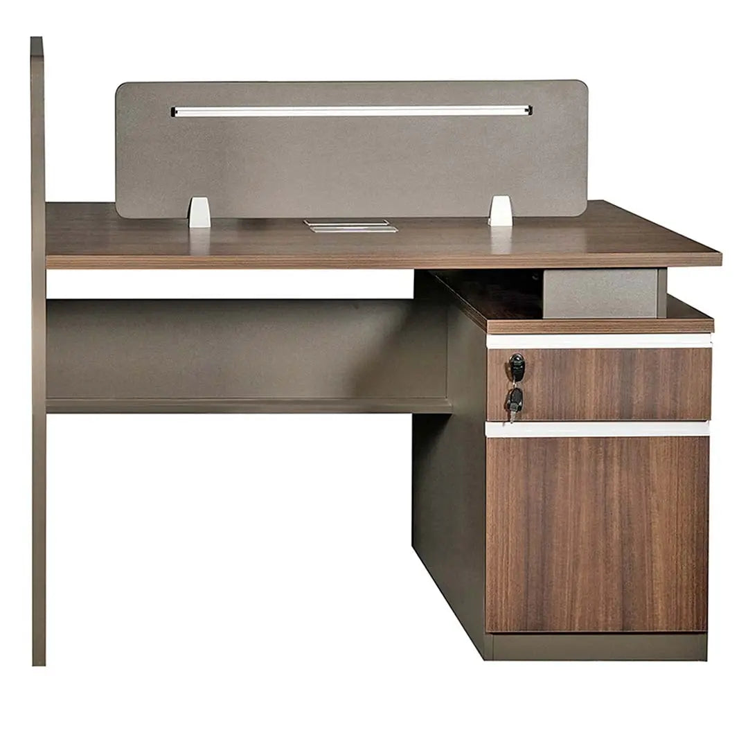Huimei Workstation For Two People (x2) with Side Drawers, Brown Color Huimei Furniture