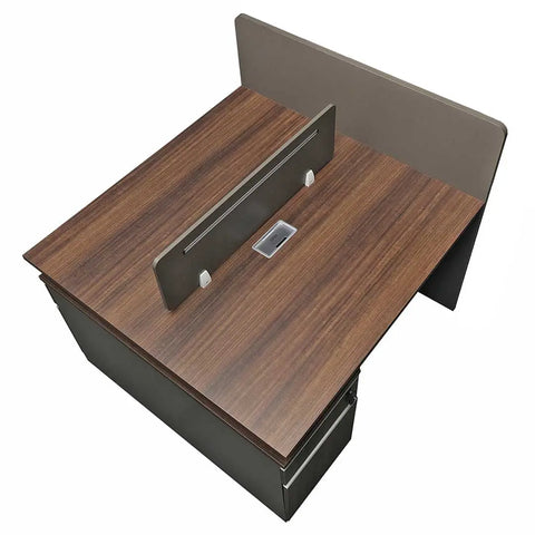 Huimei Workstation For Two People (x2) with Side Drawers, Brown Color Huimei Furniture