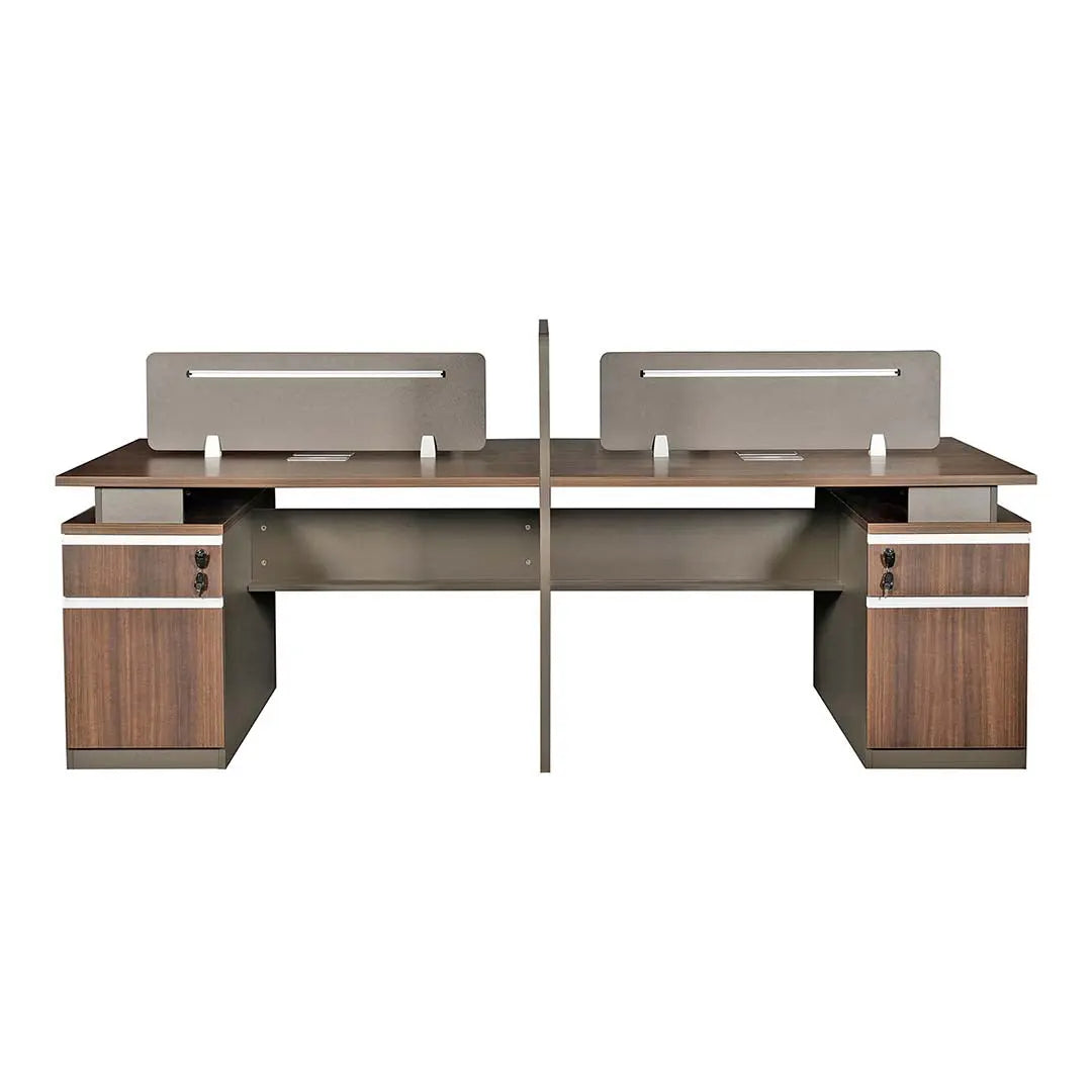 240 cm Huimei Office Work Station BT-1512-4, Brown Color Huimei Furniture