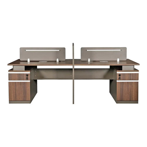 240 cm Huimei Office Work Station BT-1512-4, Brown Color Huimei Furniture