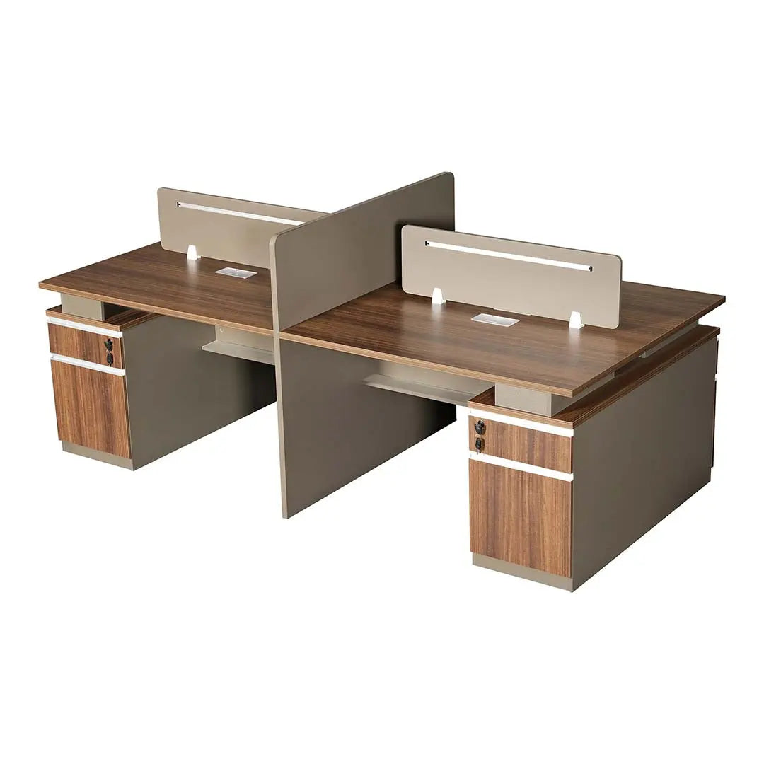 240 cm Huimei Office Work Station BT-1512-4, Brown Color Huimei Furniture