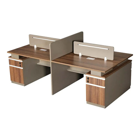 240 cm Huimei Office Work Station BT-1512-4, Brown Color Huimei Furniture