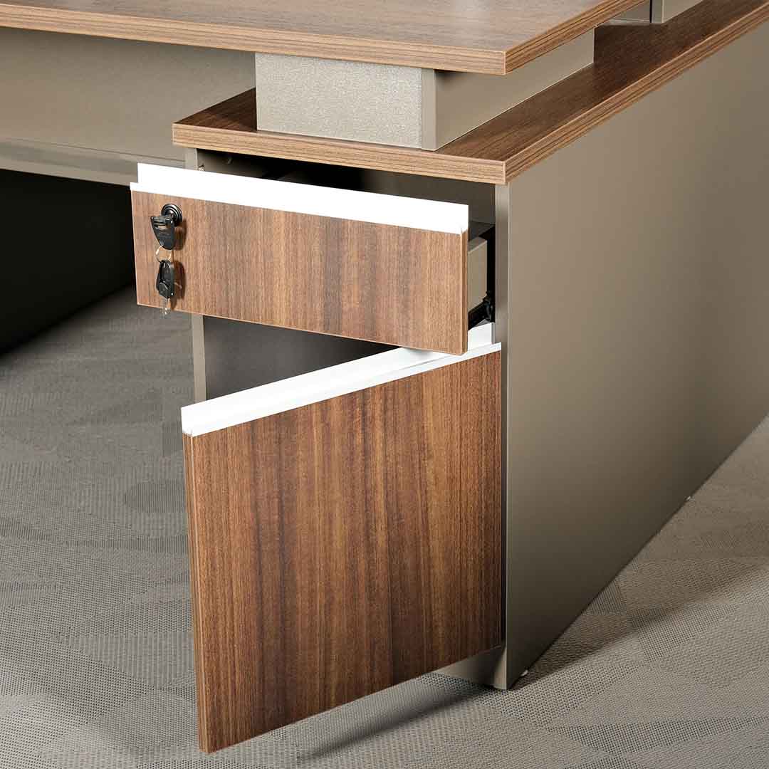 240 cm Huimei Office Work Station BT-1512-4, Brown Color Huimei Furniture