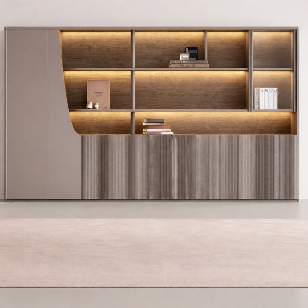 SQ-3080 Executive Office Storage Cabinet with LED Shelving – 308 × 210 cm