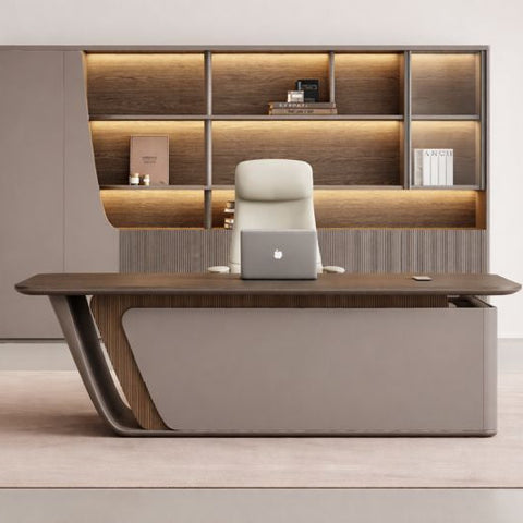 SQ-258 Modern Executive Office Desk – HDF Luxury Office Table (258 × 200 cm)