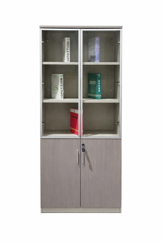 1022 Office Storage Cabinet with Glass Doors – 80 × 200 cm