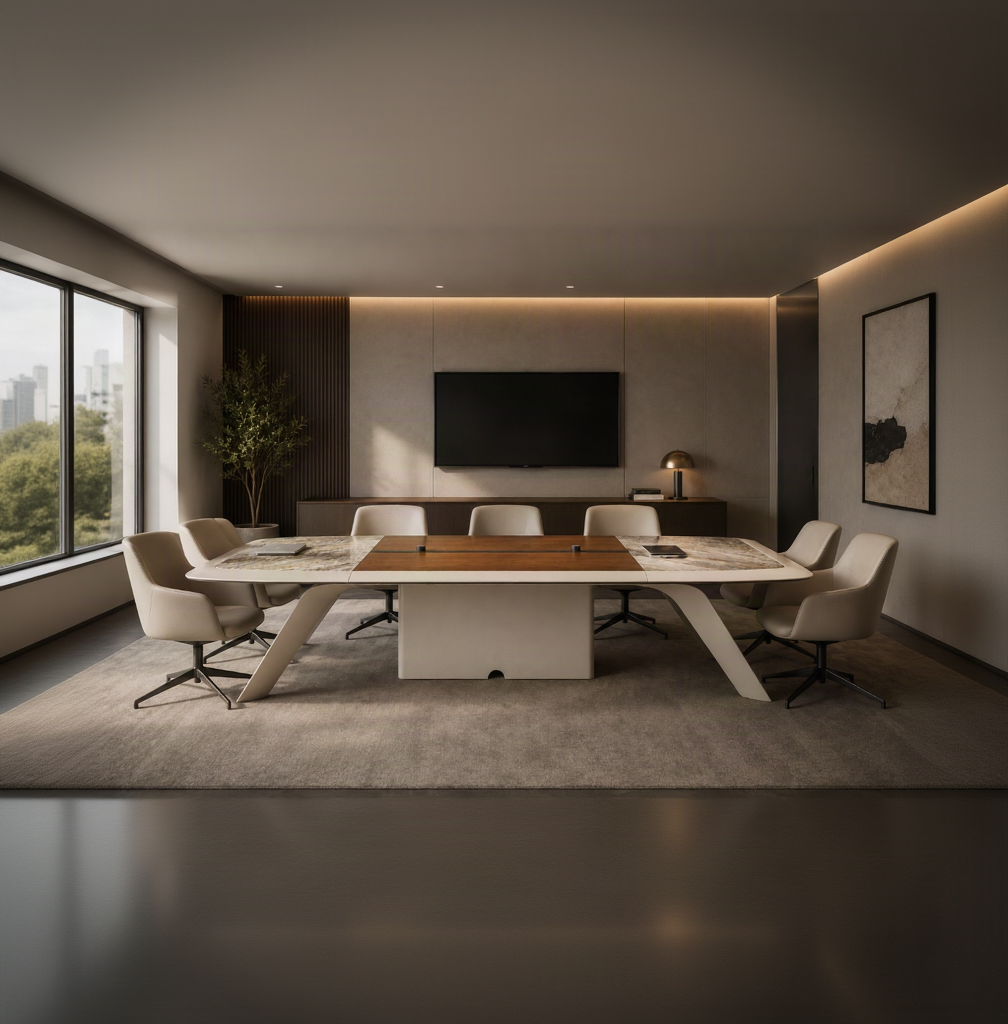 Huimei Executive Office Meeting Table – Grey Veneer Finish