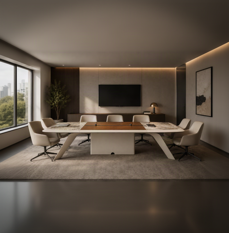 Huimei Executive Office Meeting Table – Grey Veneer Finish