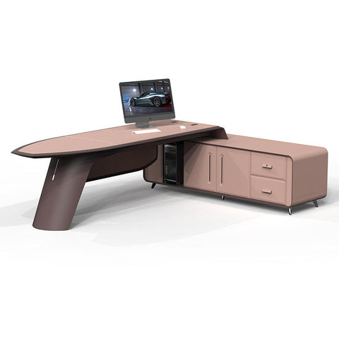 Luxury Executive Office Desk with Side Cabinet – JY01 Series (220×180 | 280×200 cm)